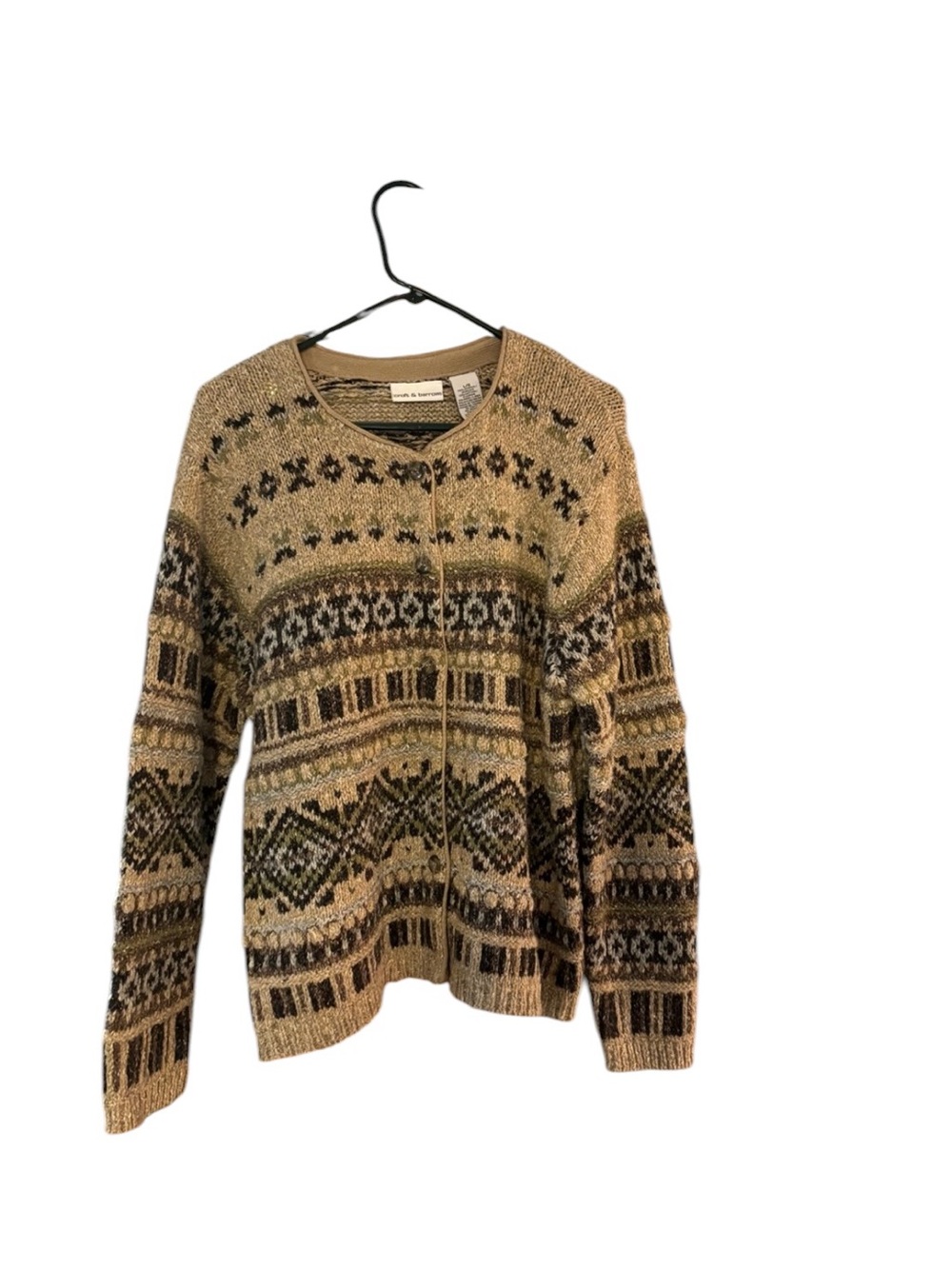 Vintage croft & barrow Larg button sweater boho hippie fair isle wool blend